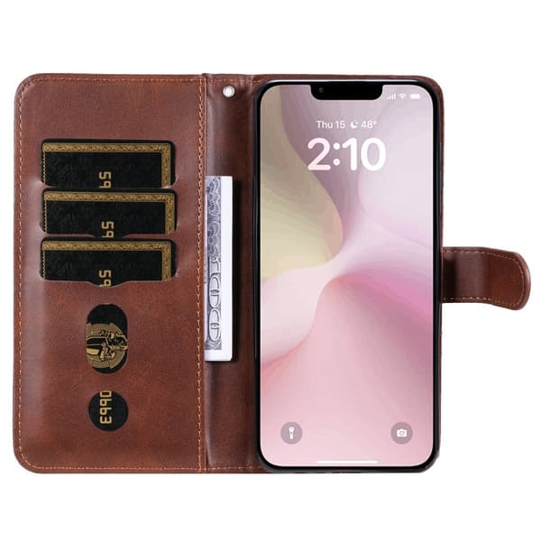 SKALO iPhone 16e Klassisk lynlås Flip Cover - Brun