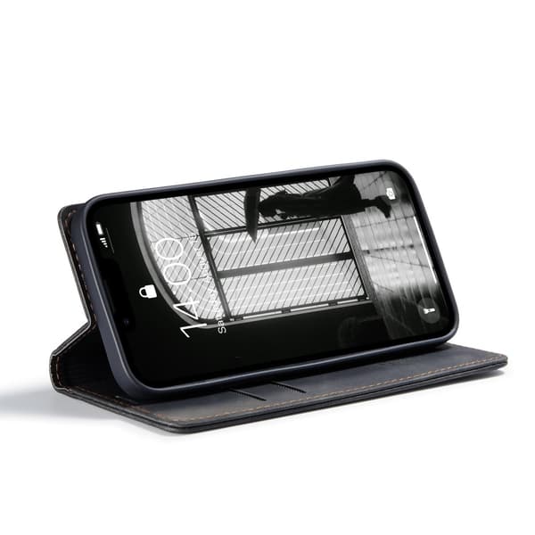 CaseMe iPhone 16e 013 Series PU-Læder Flip Cover - Sort
