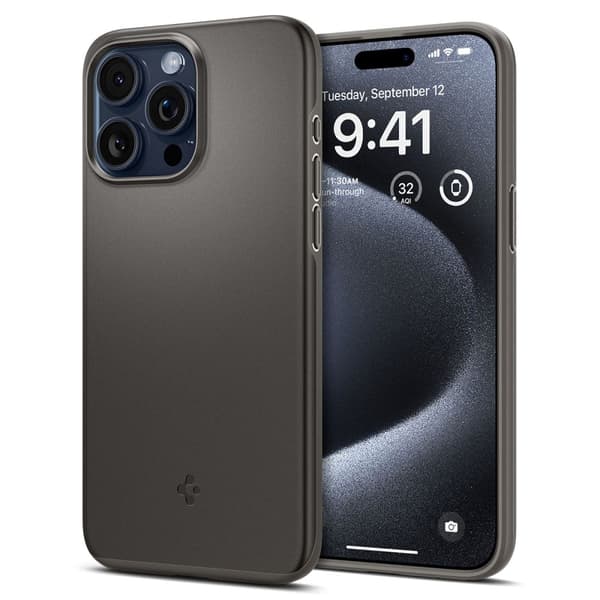 Spigen iPhone 15 Pro Skal Thin Fit Gunmetal