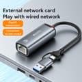 Miniatyrbild 2 av 6: YESIDO 2in1 USB-C/USB-A till RJ45 Adapter Grå