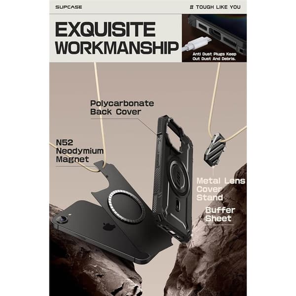 SUPCASE UB Mag XT kuori Apple iPhone 16e - Musta