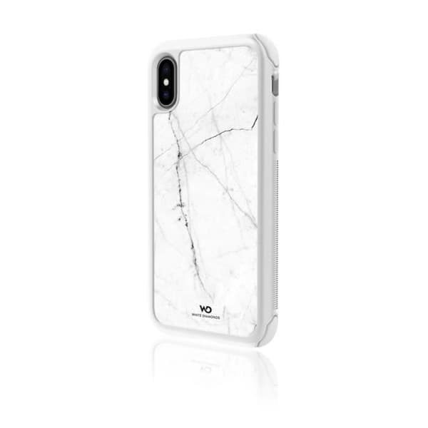 Skyddsfodral för iPhone X/Xs - VITA DIAMANTER - Tuff marmor - Förstärkt skydd - Marmor - Vit