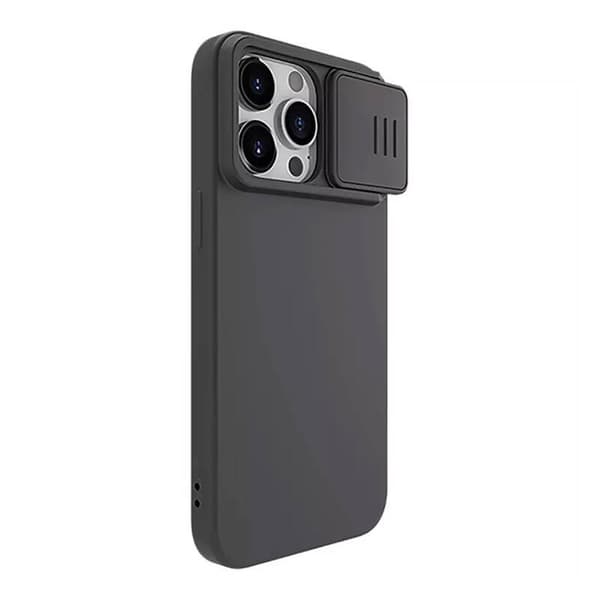 Nillkin CamShield Silky Silikone etui til iPhone 15 Pro (klassisk sort))