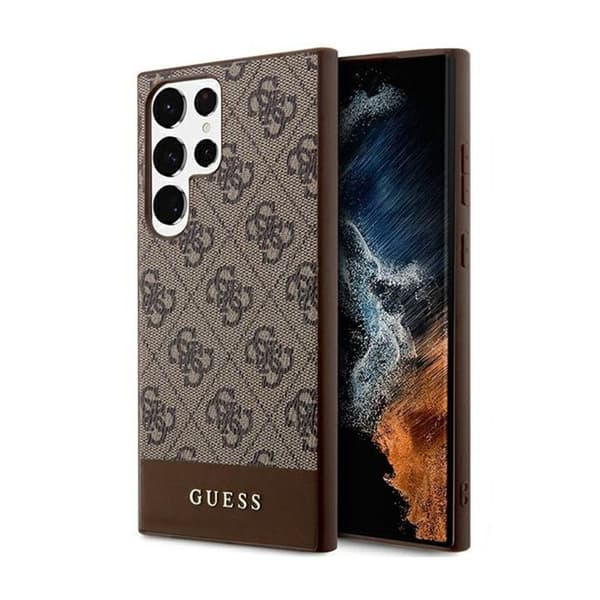 Telefonfodral - Guess - Samsung Galaxy S24 Ultra - Brun - Stötskydd - Saffiano-textur