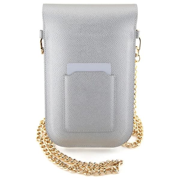 Crossbody-väska - Kedja med läder- och metallogo Hello Kitty (HKOWBPGHDLMS) - Silver