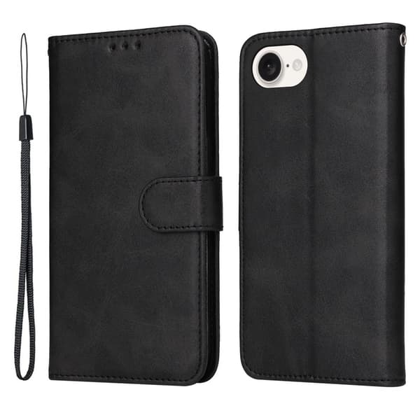 SKALO iPhone 16e PU-læder Flip Cover Sort