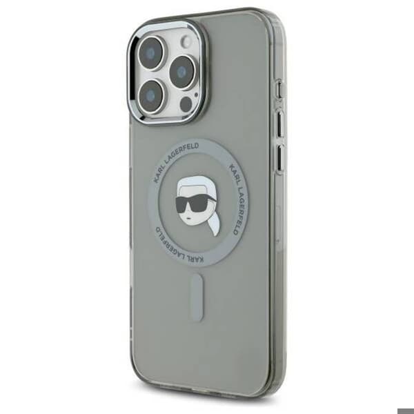 Coque för iPhone 16 Pro - Karl Lagerfeld IML MagSafe (KLHMP16LHLHLSKIK) - Karls huvud i metall