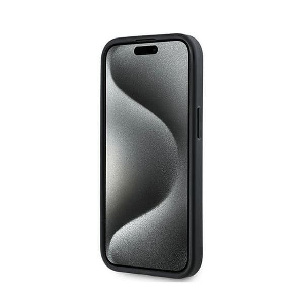 Telefonfodral - Karl Lagerfeld - Diagonal Quiltad Skrift - Svart - iPhone 15 Plus / 14 Plus - Mjuk