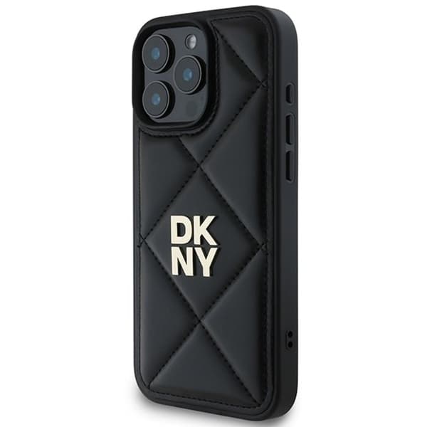 IPhone 16 Pro Max Fodral - DKNY Läder Kvadra Nacke Logotyp (DKHCP16XPQQDSLK) - Noir