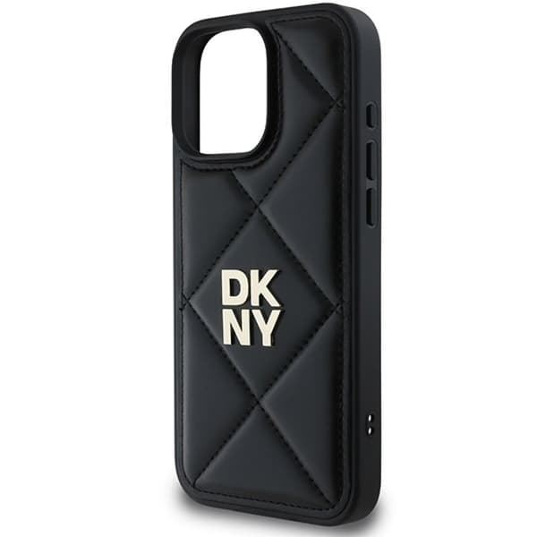 IPhone 16 Pro Max Fodral - DKNY Läder Kvadra Nacke Logotyp (DKHCP16XPQQDSLK) - Noir