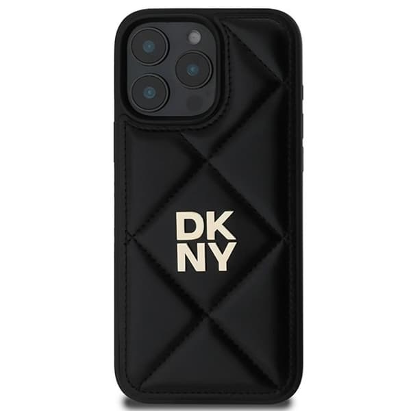 IPhone 16 Pro Max Fodral - DKNY Läder Kvadra Nacke Logotyp (DKHCP16XPQQDSLK) - Noir