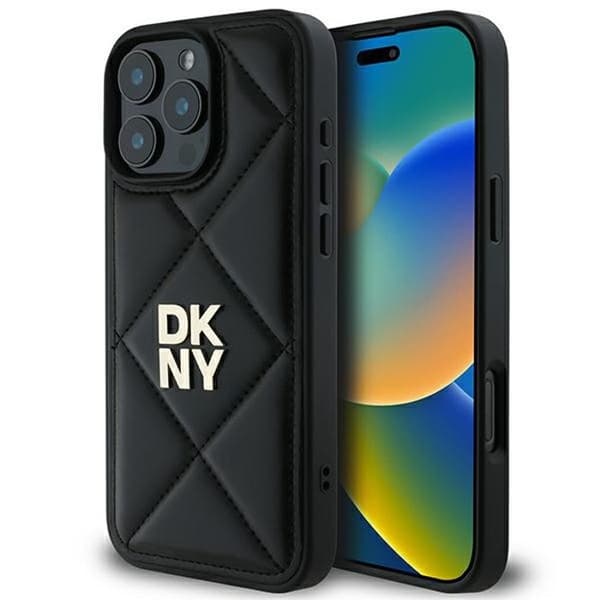 IPhone 16 Pro Max Fodral - DKNY Läder Kvadra Nacke Logotyp (DKHCP16XPQQDSLK) - Noir