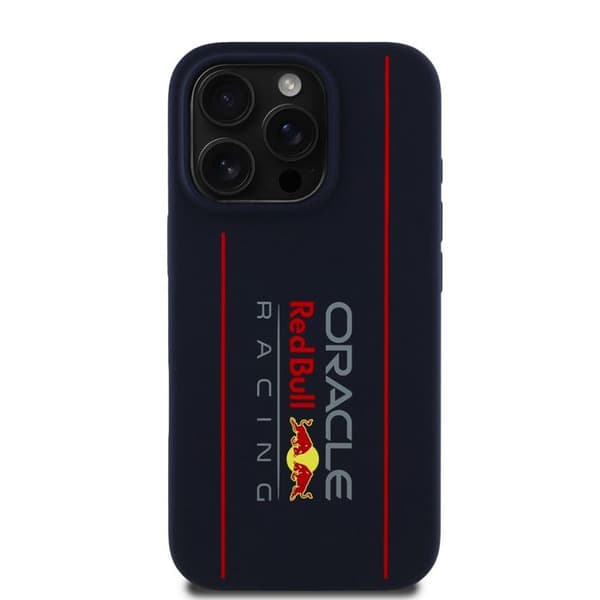 Coque för iPhone 15 Pro Max - Red Bull Racing Silikon Oversize Vertikalt Logo Vertikal MagSafe (RBHMP15X24SIX24SIOLRV) - Marin