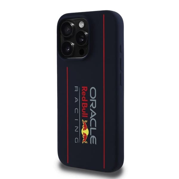 Coque för iPhone 15 Pro Max - Red Bull Racing Silikon Oversize Vertikalt Logo Vertikal MagSafe (RBHMP15X24SIX24SIOLRV) - Marin