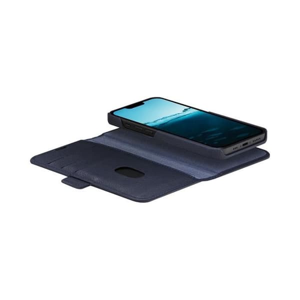 Fodral för iPhone 14 Plus Folio 2 i 1 - DBRAMANTE1928 - Modell New York - Läder - Blå
