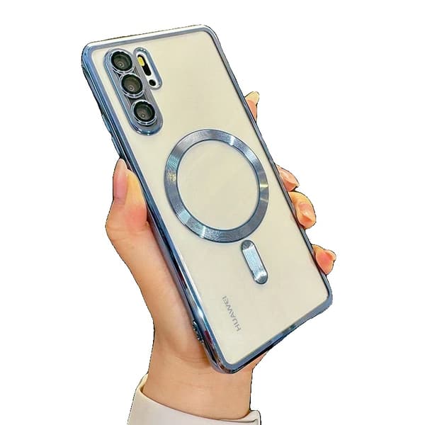 Luksus Magnetisk Transparent Blød Etui, Letvægts, Trådløs Opladning,Topblå, For HuaWei P40 Pro
