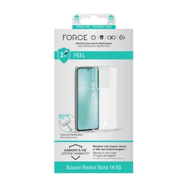 Baksida för Xiaomi Redmi Note 14 5G Förstärkt 2m Styrka Skal Transparent