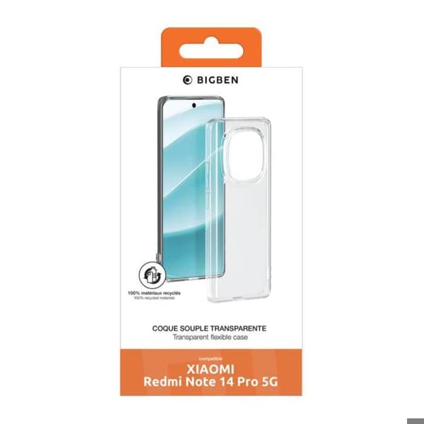 Baksidan för Xiaomi Redmi Note 14 Pro 5G Ekologisk Utformad Mjuk BigBen Connected Transparent