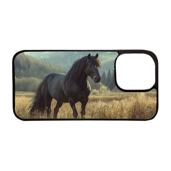Svart Hest iPhone 14 Plus Mobiltelefon Deksel