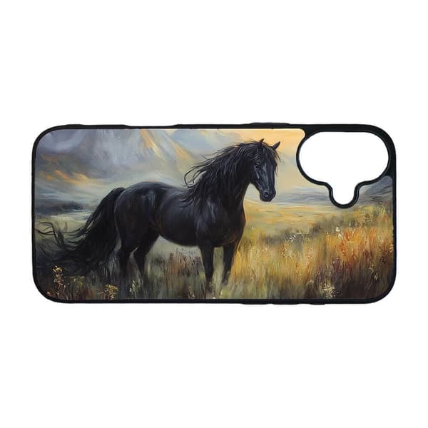 Musta Hevonen Öljymaalaus iPhone 16 Matkapuhelimen Kansi