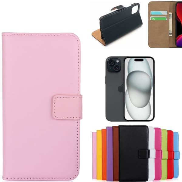 iPhone 15 plånboksfodral plånbok fodral mobilskal skal Rosa