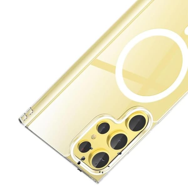 Skal - Phonillico® - Samsung Galaxy S25 ULTRA - Transparent silikon - Flexibel - Integrerad magnetisk cirkel