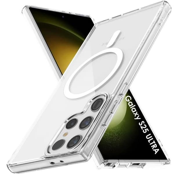 Skal - Phonillico® - Samsung Galaxy S25 ULTRA - Transparent silikon - Flexibel - Integrerad magnetisk cirkel