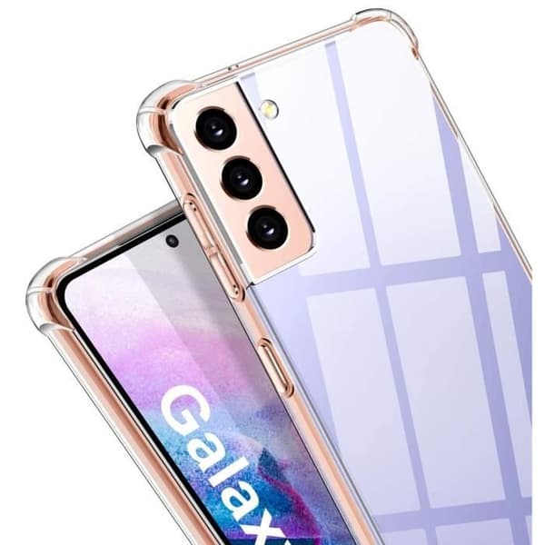 Stötsäker skal för Samsung Galaxy S21 5G och 2 härdade glasfilm skydd för skärm Phonillico®