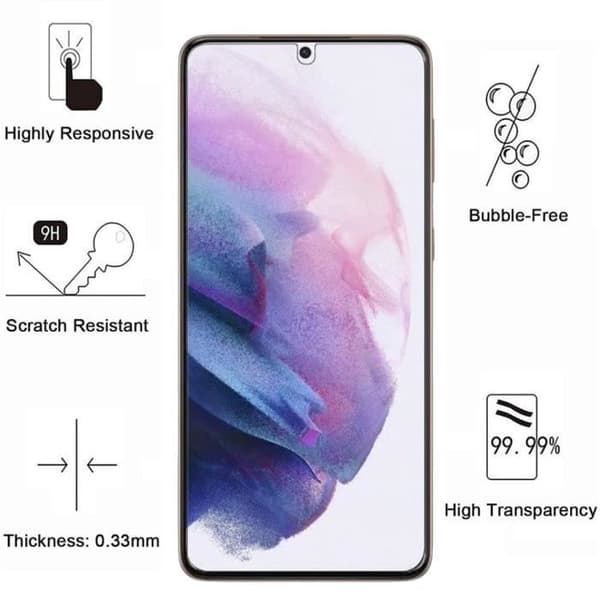 Stötsäker skal för Samsung Galaxy S21 5G och 2 härdade glasfilm skydd för skärm Phonillico®