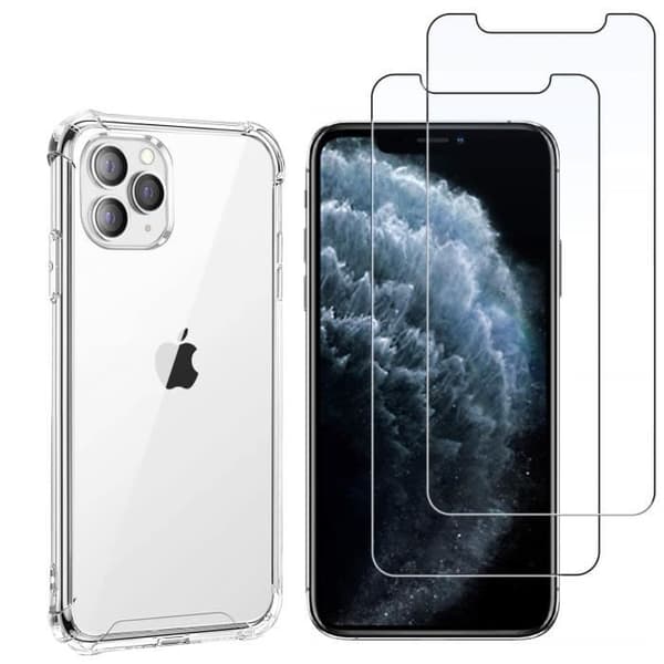 Stöttålig skal för iPhone 11 PRO och 2 Härdat Glas Skärmfilm Skydd Phonillico®
