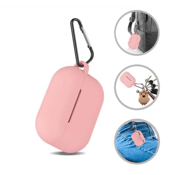 Etui för AirPods - Phonillico - Silikonfodral Rosa - Stötbeständig Skydd - Dammskydd - Karbinhake