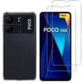 Miniatyrbild 1 av 4: Stöttålig skal - Phonillico - Xiaomi Poco C65 - Mjuk silikongummi - 2 härdat glas - Förstärkt skydd