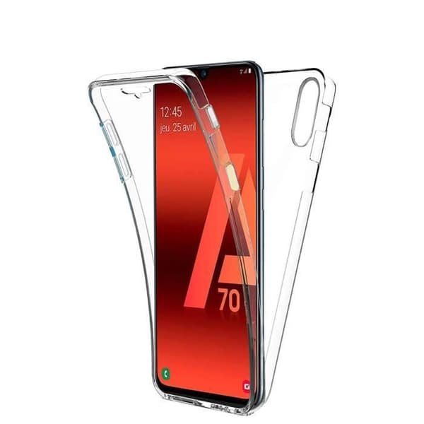 Skydd för Galaxy A70 - Transparent Hel Silikon Två Delar Fram Bak Förstärka [Phonillico®]