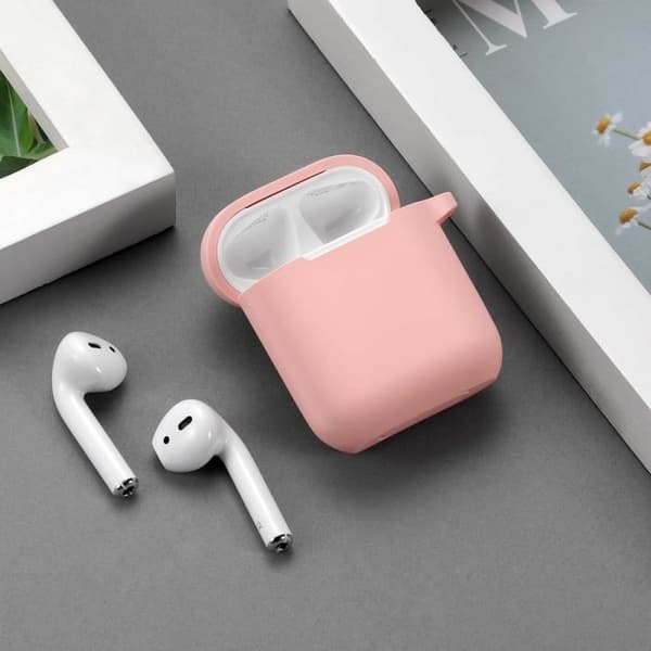 Etui AirPods Silikonfodral Rosa för Airpods 1 & 2 - Stötskydd Anti Stöt Dammskydd och Karbinhake Phonillico®