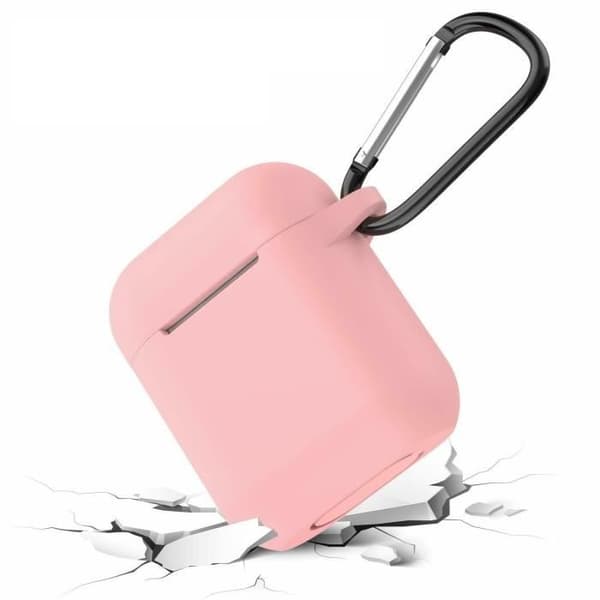 Etui AirPods Silikonfodral Rosa för Airpods 1 & 2 - Stötskydd Anti Stöt Dammskydd och Karbinhake Phonillico®