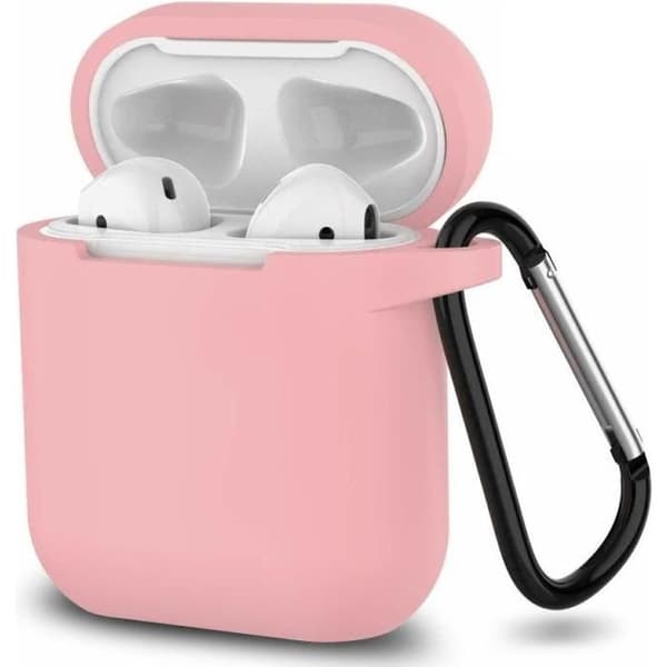 Etui AirPods Silikonfodral Rosa för Airpods 1 &amp; 2 - Stötskydd Anti Stöt Dammskydd och Karbinhake Phonillico®