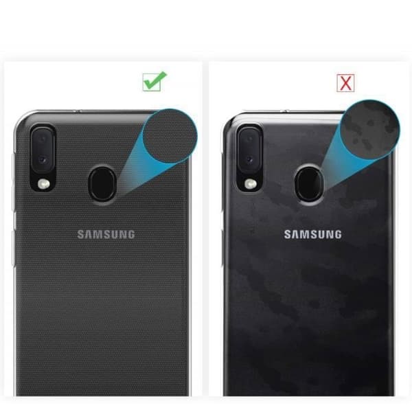 Coque för Samsung Galaxy A20E - Transparent Silikon Sleeve + Heltäckande Svart Kant Härdat Glas Skärmkydd [Phonillico®]