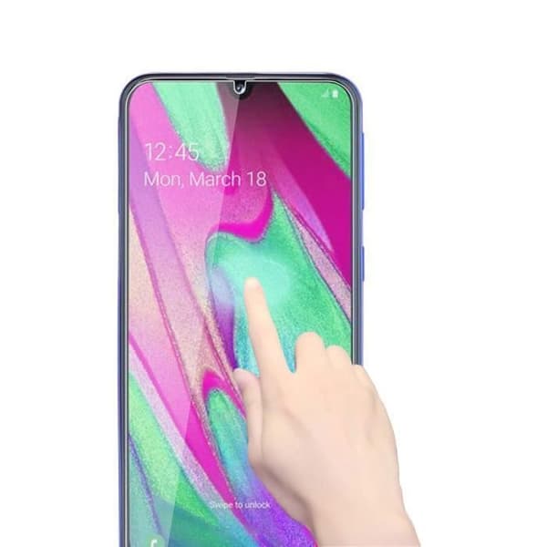 Skal till Samsung Galaxy A40 - Transparent mjuk silikon + Helhärdat skärmskydd i härdat glas [Phonillico®]