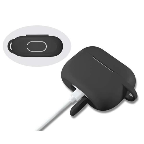 Etui för AirPods - Phonillico - Silikonskal Svart - Stötskydd - Dammskydd - Karbinhake