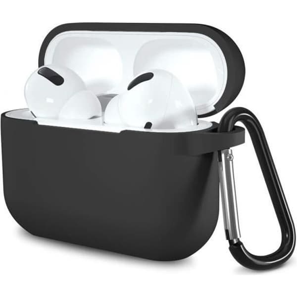 Etui för AirPods - Phonillico - Silikonskal Svart - Stötskydd - Dammskydd - Karbinhake
