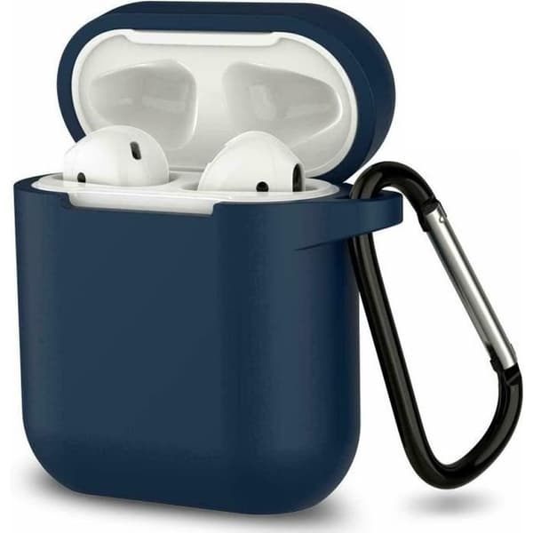 AirPods Etui Silikonfodral Mörkblå för Airpods 1 &amp; 2 - Stötskydd, Dammskydd och Klämma Phonillico®