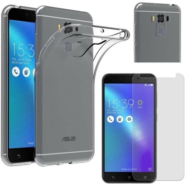 Silikonskal - Phonillico® - ZENFONE 3 MAX PLUS ZC553KL - Ultratunt - Transparent - Skärmskyddspaket