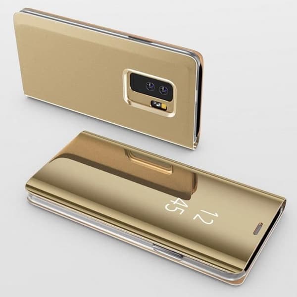 Skal till Samsung Galaxy S10 - Guldfärgad Spegelficka med Flipfodral och Klar Bildskydd [Phonillico®