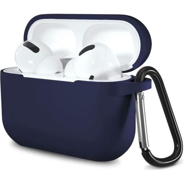 Etui för AirPods, mörkblå silikonfodral för Airpods Pro - Stötabsorberande skydd, dammskydd och karbinhake Phonillico®