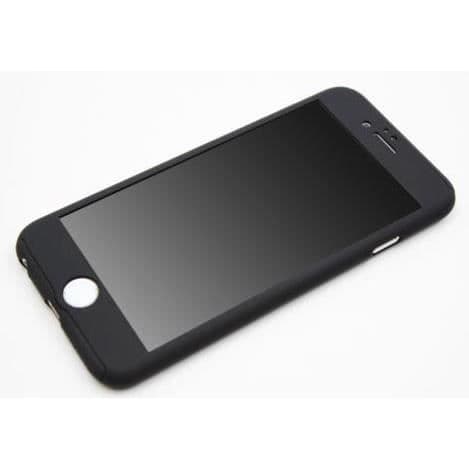 Kompatibelt skal till Apple iPhone 8 - Svart skal + Härdat glas - 360 graders helkroppsskal i hårt plast Phonillico®