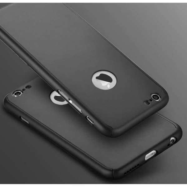 Kompatibelt skal till Apple iPhone 8 - Svart skal + Härdat glas - 360 graders helkroppsskal i hårt plast Phonillico®