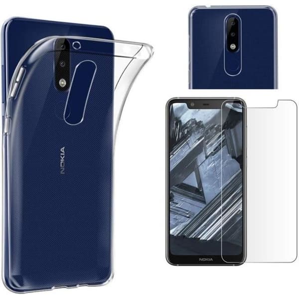 Coque Nokia 5.1 PLUS Silikon Transparent + Härdat Glas Skärmskydd [Phonillico®]