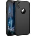 Miniatyrbild 1 av 2: Skyddande skal kompatibelt med Apple iPhone X - Svart skal + Härdat glas - Hölje Fodral 360 Skydd Hårt Plast Heltäckande Phonillico®