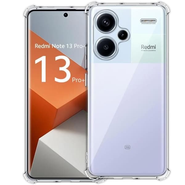 Stötthållande skal - Phonillico® - Xiaomi Redmi Note 13 PRO PLUS 5G - Silikongummi - Härdat glas - Transparent