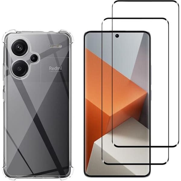 Stötthållande skal - Phonillico® - Xiaomi Redmi Note 13 PRO PLUS 5G - Silikongummi - Härdat glas - Transparent